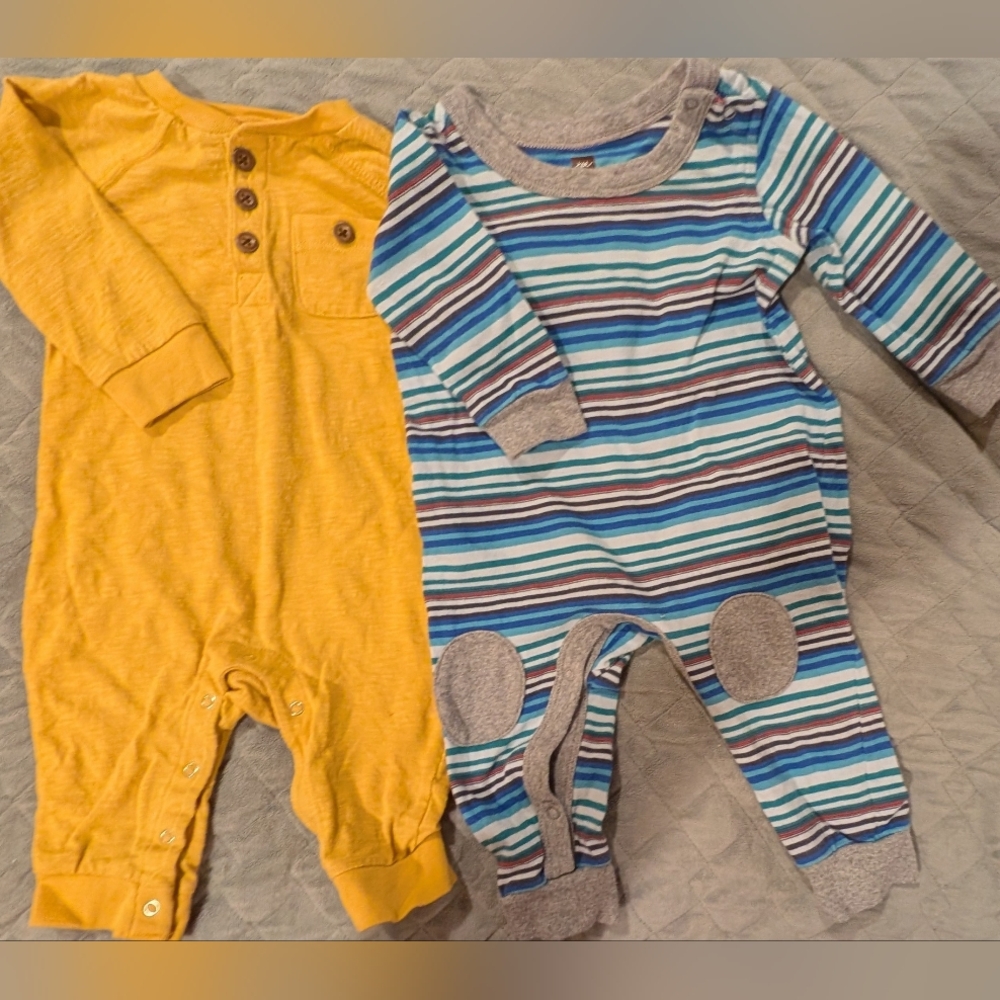 3-6M Striped and Solid Kids One Piece Set
